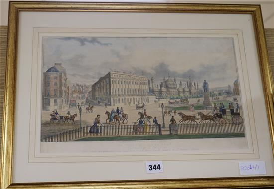 I Bruce, coloured aquatint, The Carriage Road to Castle Square to St James Street, Brighton, 24cm x 39cm
